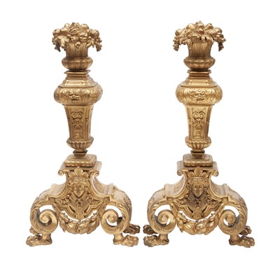 Lot 223 - Pair of Régence Style Gilt-Metal Andirons