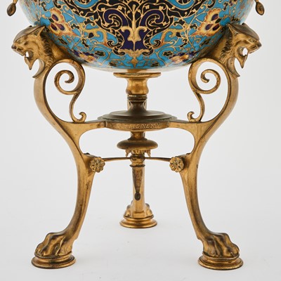 Lot 239 - French Champlevé Enameled Gilt-Bronze Three-Piece Garniture