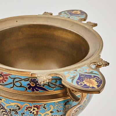Lot 239 - French Champlevé Enameled Gilt-Bronze Three-Piece Garniture