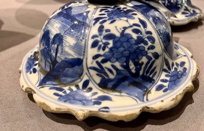 Lot 337 - A Large Pair of Chinese Blue and White Porcelain Covered Jars