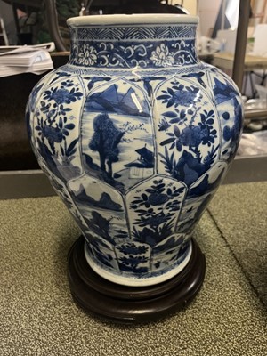 Lot 337 - A Large Pair of Chinese Blue and White Porcelain Covered Jars
