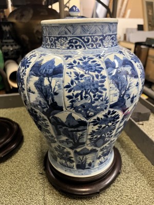 Lot 337 - A Large Pair of Chinese Blue and White Porcelain Covered Jars