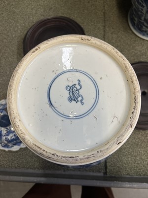 Lot 337 - A Large Pair of Chinese Blue and White Porcelain Covered Jars