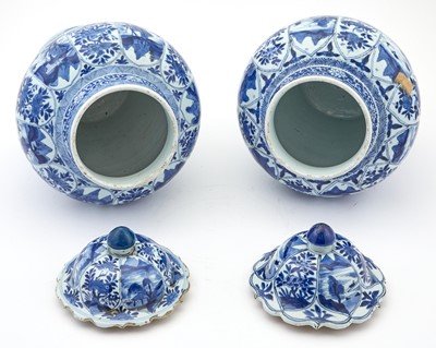 Lot 337 - A Large Pair of Chinese Blue and White Porcelain Covered Jars