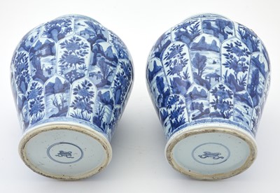 Lot 337 - A Large Pair of Chinese Blue and White Porcelain Covered Jars
