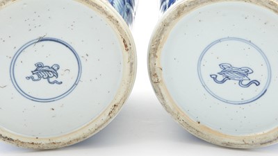 Lot 337 - A Large Pair of Chinese Blue and White Porcelain Covered Jars