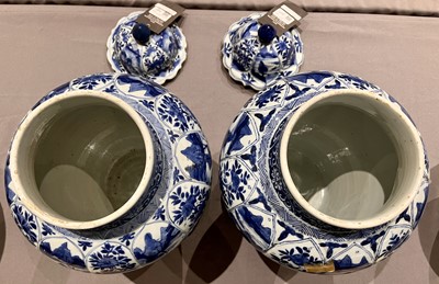 Lot 337 - A Large Pair of Chinese Blue and White Porcelain Covered Jars