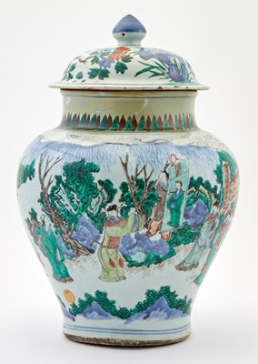 Lot 330 - A Large Chinese Wucai Porcelain Jar and Cover