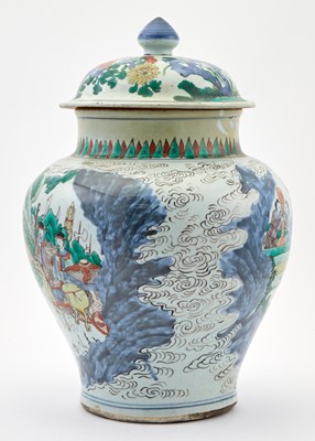 Lot 330 - A Large Chinese Wucai Porcelain Jar and Cover