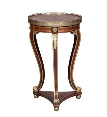 Lot 147 - Regency Ormolu- and Brass-Mounted Rosewood and Parcel-Gilt Marble Gueridon