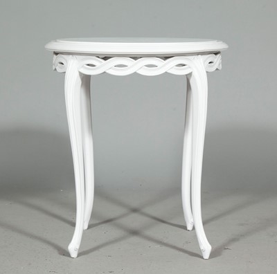 Lot 378 - Italian White Painted Wood Table with Carrera Marble Top