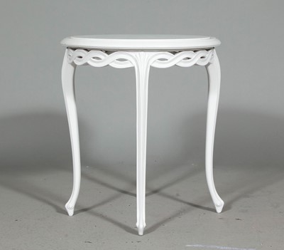 Lot 378 - Italian White Painted Wood Table with Carrera Marble Top