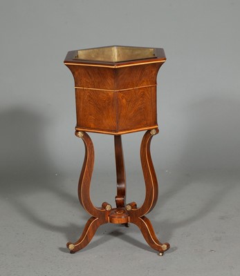 Lot 368 - Continental Octagonal Rosewood Jardiniere with a Brass Insert