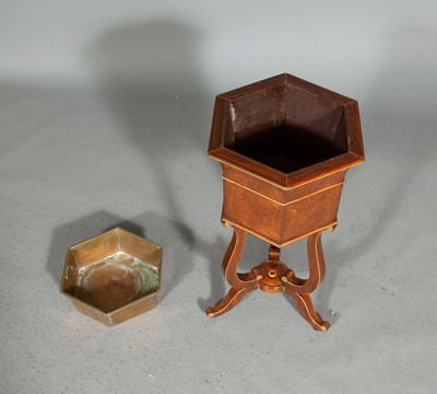 Lot 368 - Continental Octagonal Rosewood Jardiniere with a Brass Insert