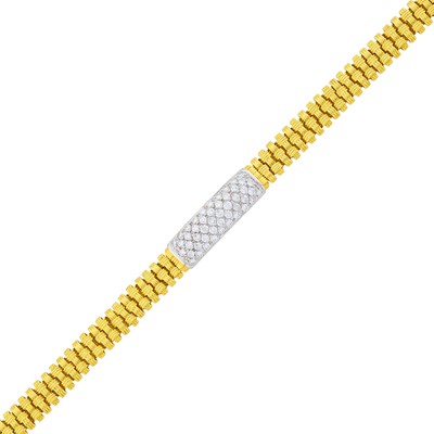 Lot 148 - Roberto Coin Two-Color Gold and Diamond Bracelet