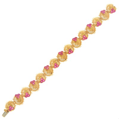 Lot 1148 - Gold and Ruby Bracelet