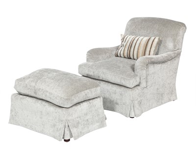 Lot 208 - Upholstered Club Chair and an Ottoman