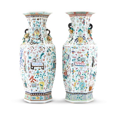 Lot 137 - Pair of Polychrome Enameled Chinese Porcelain Vases