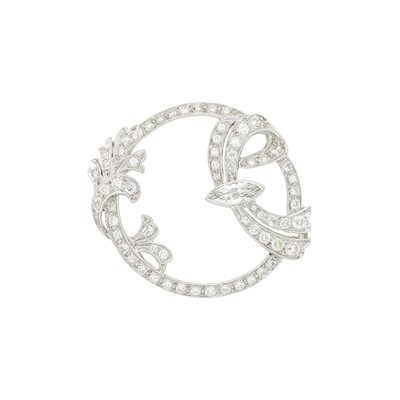 Lot 1085 - Platinum and Diamond Circle Brooch