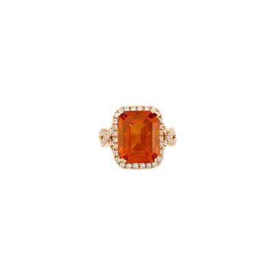 Lot 1019 - Rose Gold, Orange Sapphire and Diamond Ring