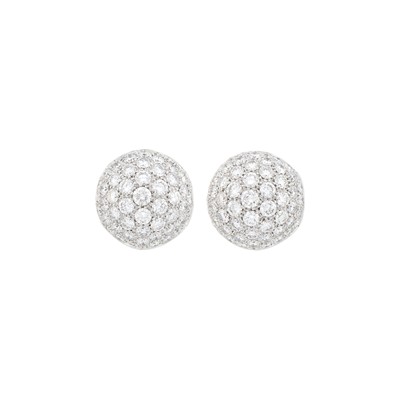 Lot 209 - Graff Pair of White Gold and Diamond Bombé Earclips