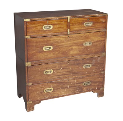 Lot 92 - English Brass and Mahogany Campaign Chest