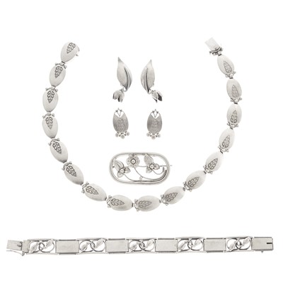 Lot 1206 - Group of Silver Jewelry and Georg Jensen Silver Necklace