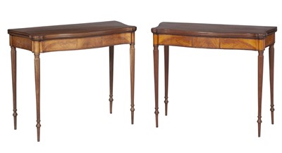Lot 644 - Pair of Federal Inlaid Mahogany Fold Over Card Tables