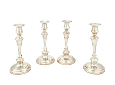 Lot 157 - Set of Four S. Kirk & Son Sterling Silver Candlesticks