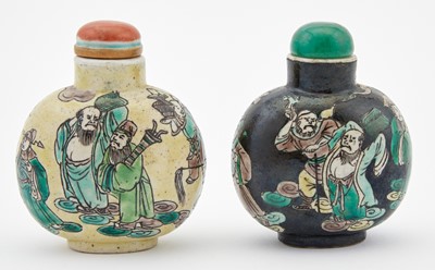 Lot 437 - Two Large Chinese Porcelain Famille Verte Snuff Bottles