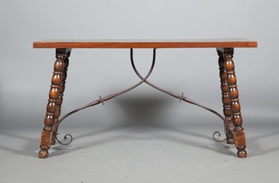 Lot 356 - Spanish Baroque Style Oak and Iron Table