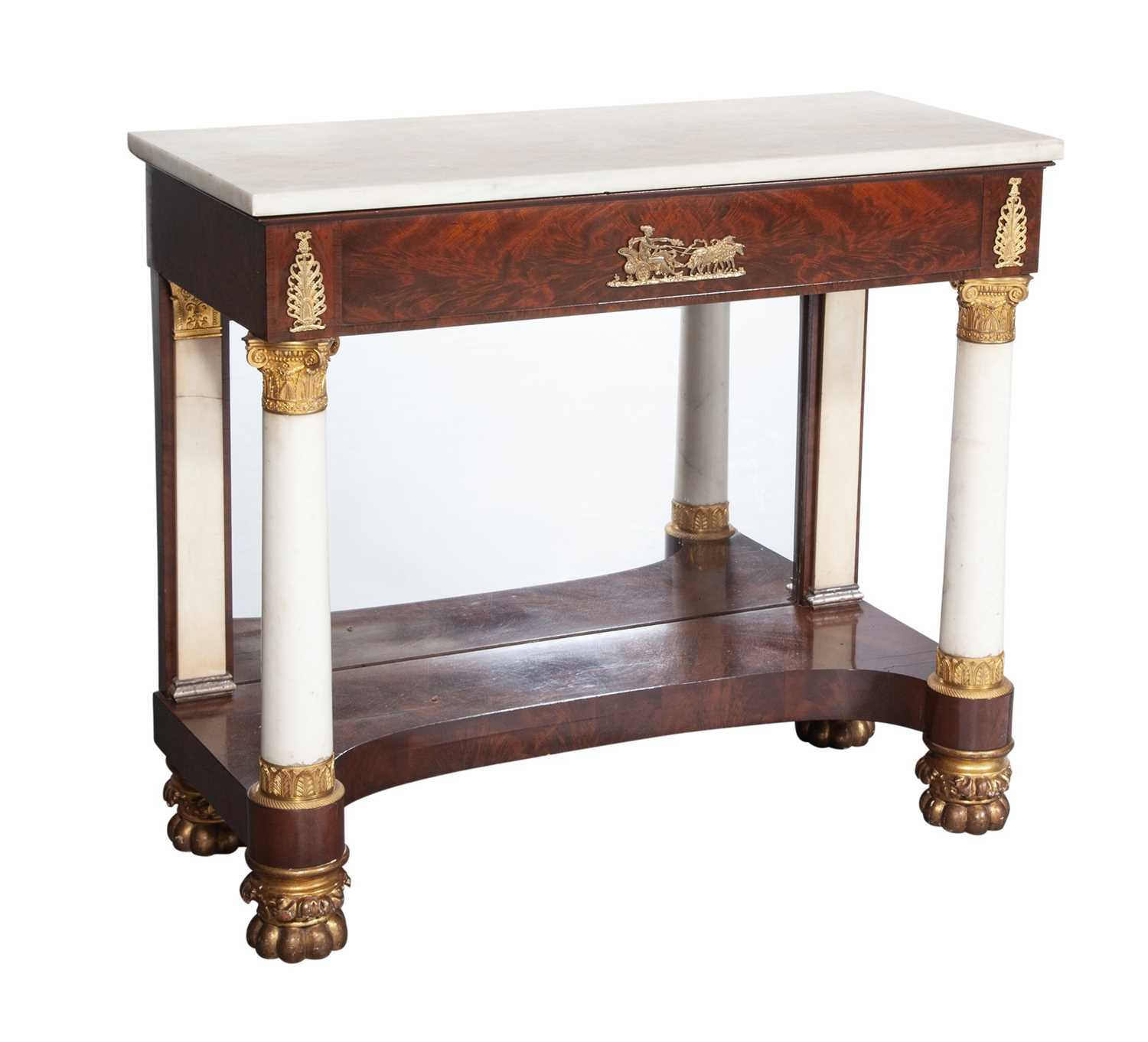 Lot 671 - Classical Marble Top Mahogany Pier Table