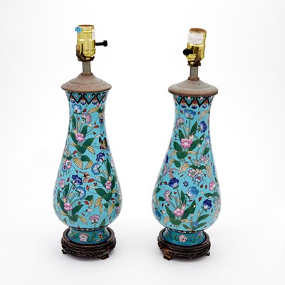 Lot 163 - A Pair of Chinese Cloisonne Enamel Vases