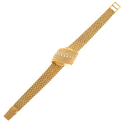 Lot 1157 - Jules Jurgensen Gold and Diamond Bracelet-Watch