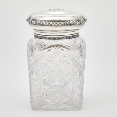 Lot 37 - Russian Parcel-Gilt Silver-Mounted Cut Glass Tea Caddy
