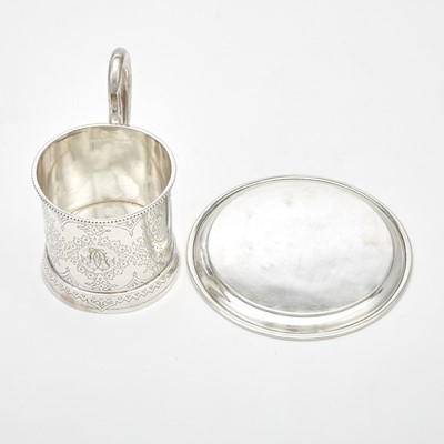Lot 38 - Russian Silver Tea Glass Holder and Saucer