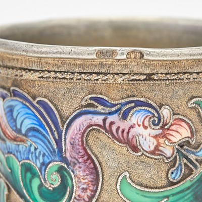 Lot 133 - Russian Silver-Gilt and Cloisonné Enamel Dish and Napkin Ring