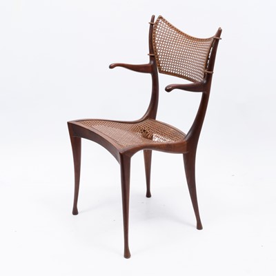 Lot 536 - Dan Johnson Caned Walnut "Gazelle" Armchair