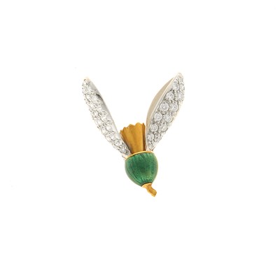 Lot 1241 - Platinum, Gold, Diamond and Green Enamel Insect Fragment