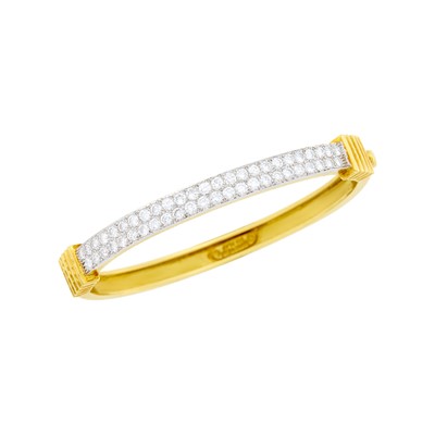 Lot 150 - David Webb Hammered Gold, Platinum and Diamond Bangle Bracelet