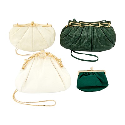 Lot 1157 - Two Judith Leiber Snakeskin Clutches and Finesse La Model Clutch