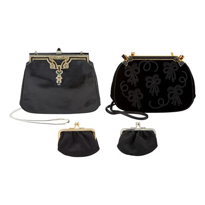 Lot 1158 - Two Judith Leiber Black Velvet and Snakeskin Bags