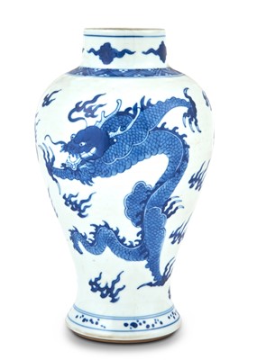 Lot 352 - A Chinese Blue and White Porcelain Baluster Vase