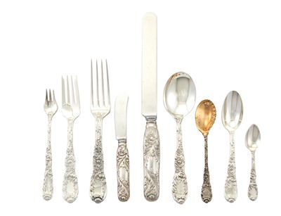 Lot 588 - Tiffany & Co. Sterling Silver "Chrysanthemum" Pattern Flatware Service
