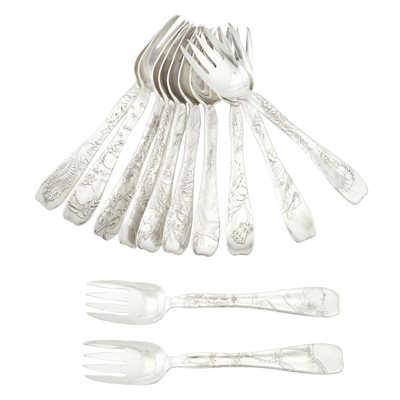 Lot 569 - Group of Tiffany & Co. Sterling Silver "Lap Over Edge" Flatware