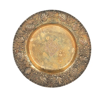 Lot 590 - Gorham Sterling Silver Gilt Marine Theme Plate