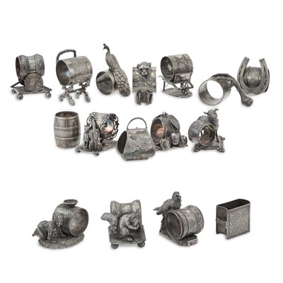 Lot 575 - Group of American Silver Plated Novelty Napkin Rings