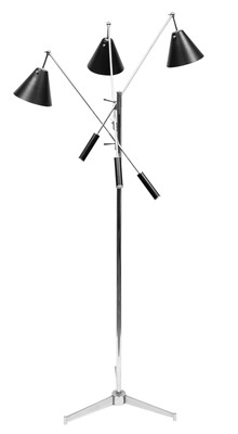 Lot 571 - Angelo Lelii Chromed and Enameled Metal "Triennale" Adjustable Floor Lamp