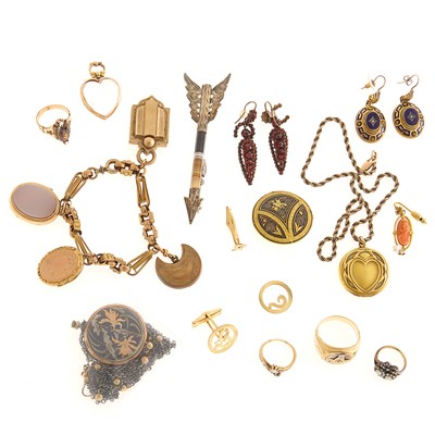 Lot 1113 - Group of Antique Gold, Silver and Gold-Filled Jewelry and Fragments