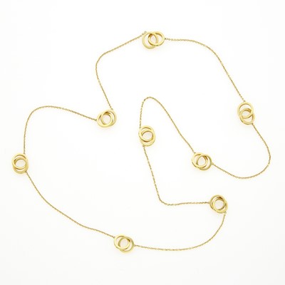 Lot 1226 - Tiffany & Co. Long Gold 'Interlocking Circles' Necklace